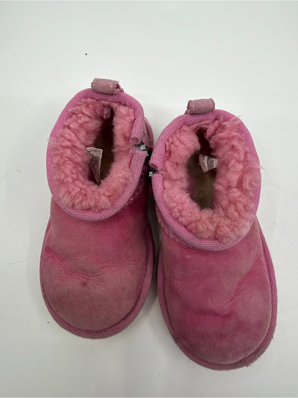 UGG Kids Pink Suede Shearling Ankle Boots Size 8